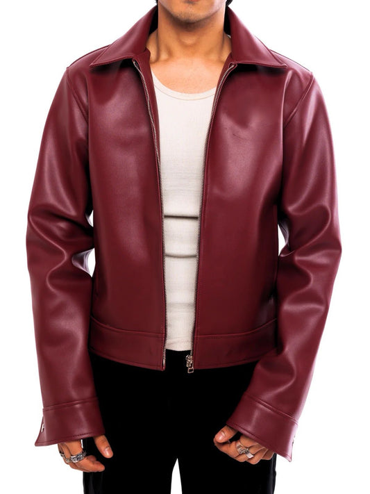 Cherry Red Leather Jacket